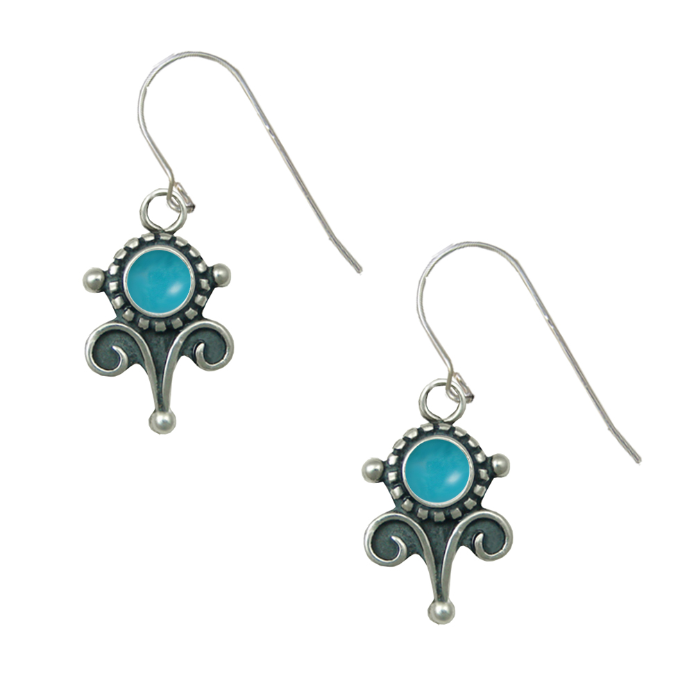 Sterling Silver Petite Turquoise Gemstone Drop Dangle Earrings